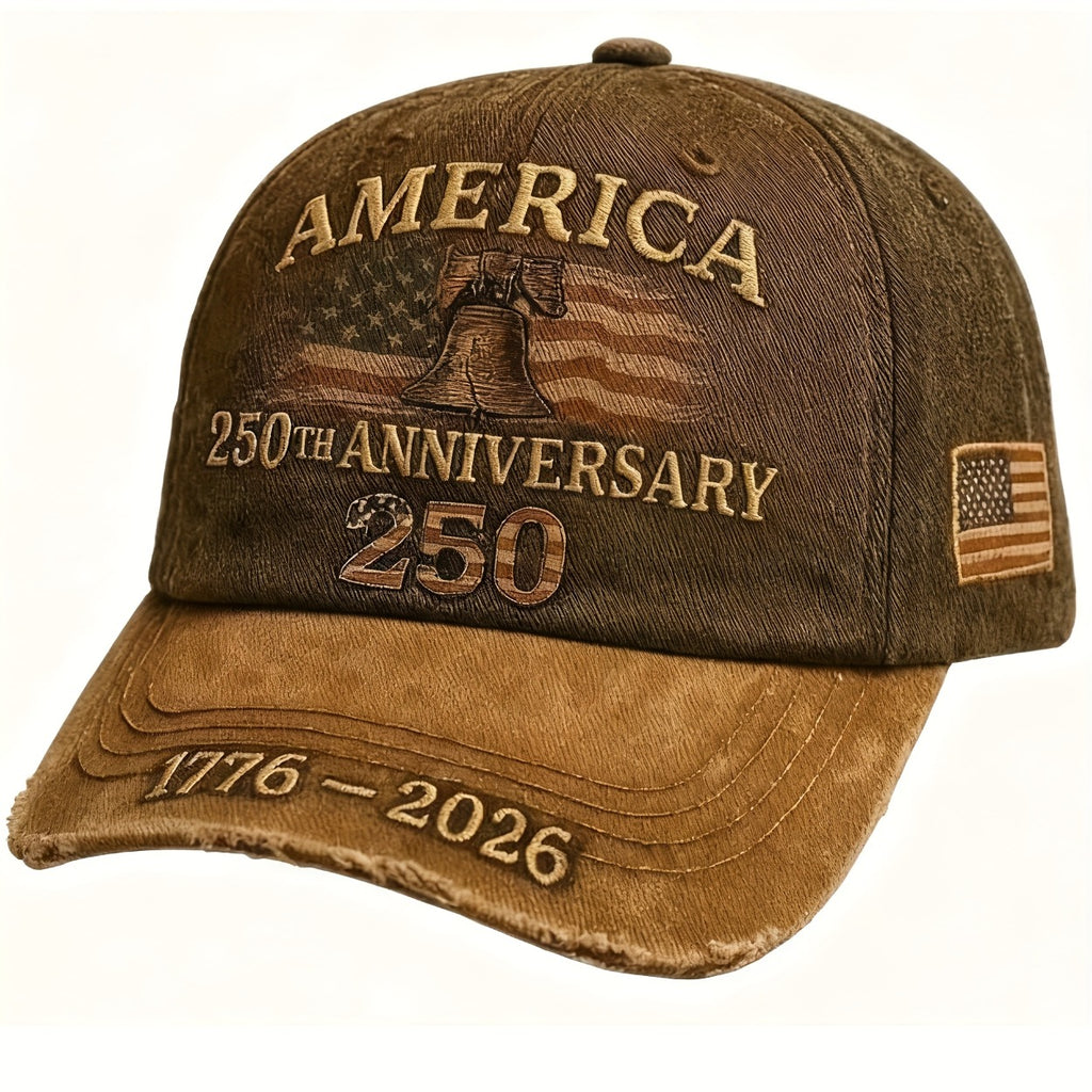 Patriotic Baseball Cap 250th Anniversary American Flag Embroidered Hat – Adjustable Vintage USA Independence Day Cap Unisex