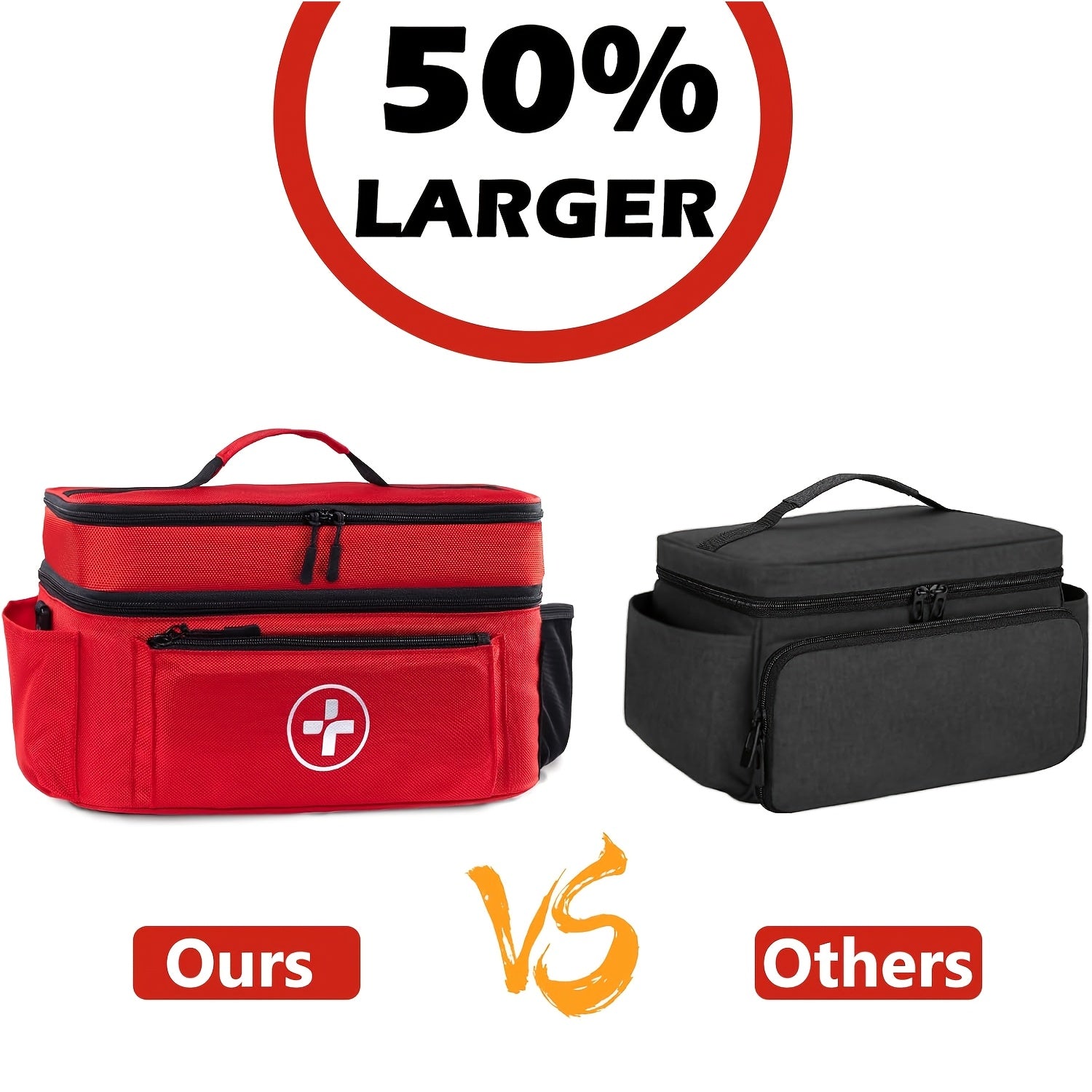 First Aid Kit Bag Medicine Storage Organizer Multi-Compartment – Empty Bag for Home Travel Camping Car Emergency Preparedness