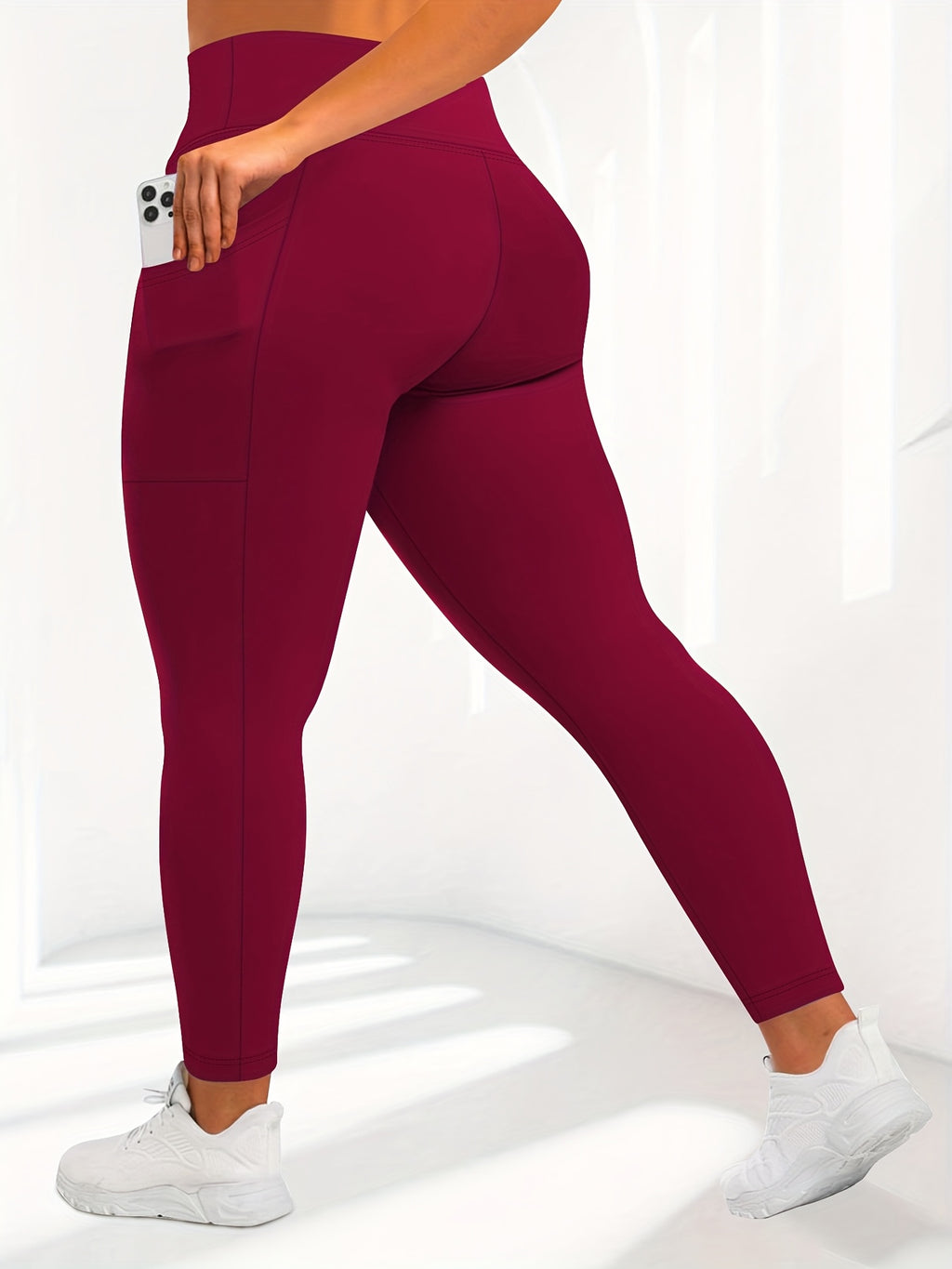 Women's Plus Size Yoga Pants with Pockets – Warm Thermal Leggings, High Elasticity, Tight-Fit Sports Base Layer for Fall & Winter, 1XL-5XL