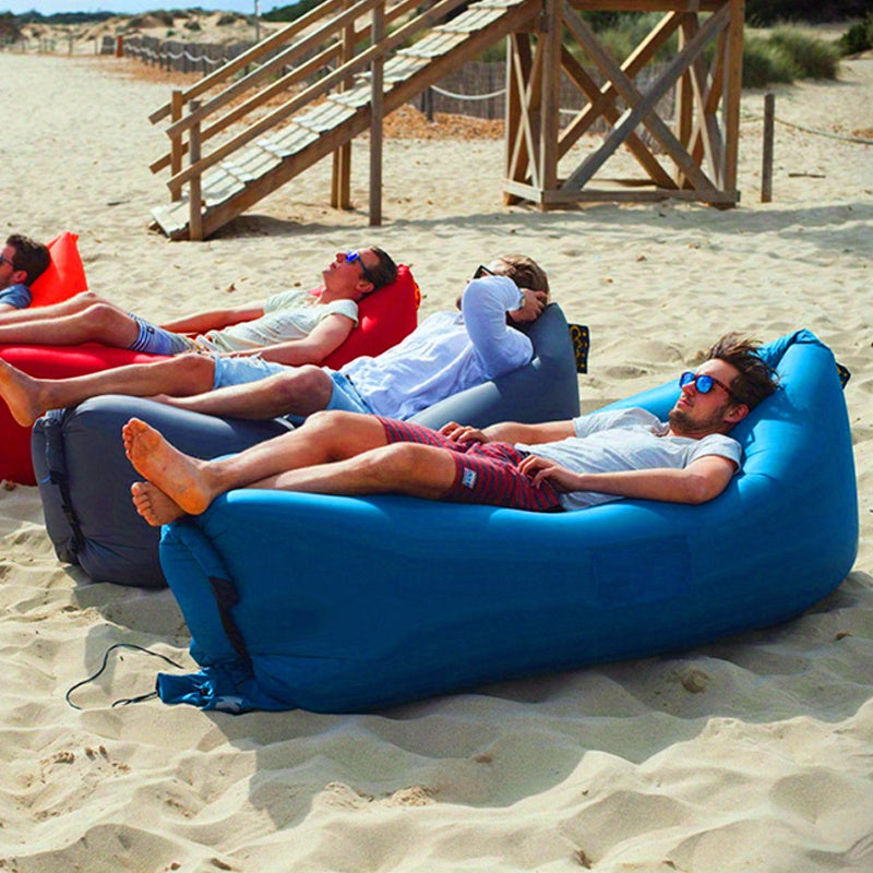 Inflatable Lounger Sofa Bed 1-Person Portable Foldable Air Cushion with Storage Bag for Camping Beach Outdoor Relaxation 6 Colors
