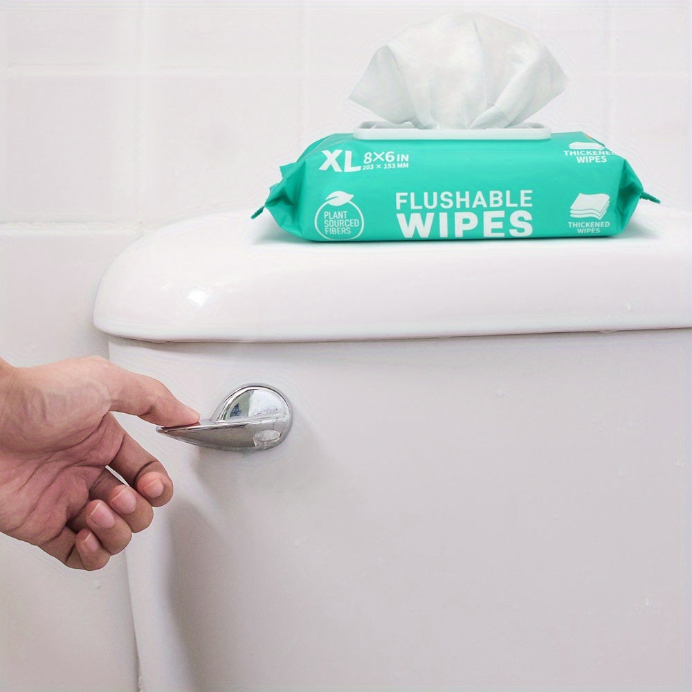 Flushable Wet Wipes Extra Large – Thickened Plant-Based Butt Wipes, Alcohol-Free, Hypoallergenic, Septic Safe, 48 Count Per Pack | Baby, Feminine, Incontinence & Travel Personal Care Wipes