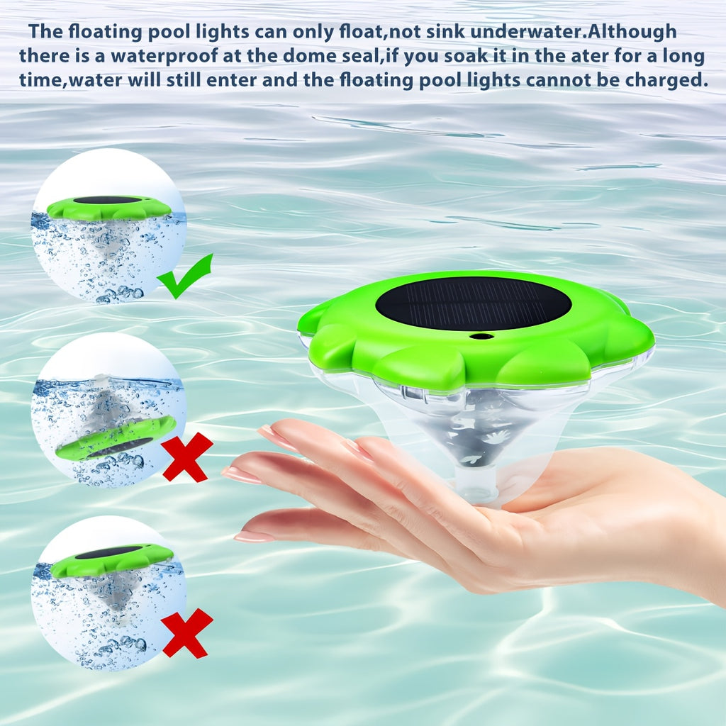 Solar Floating Pool Lights IP68 Waterproof with Multiple Dynamic Modes, Underwater LED Light for Swimming Pool Pond Fish Tank Bathtub, Colorful Solar Powered Pool Decoration for Party Ambiance