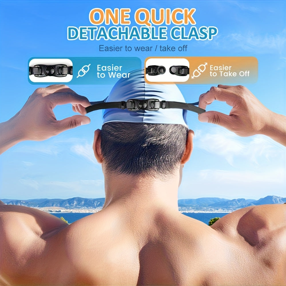 Anti-Fog Swim Goggles for Adults Wide Angle Leak-Proof UV Protection with Adjustable Headband, Nose & Ear Clip - Clear Vision Pool Swimming Goggles for Men Women Water Fitness (1pc or 2pcs Set)