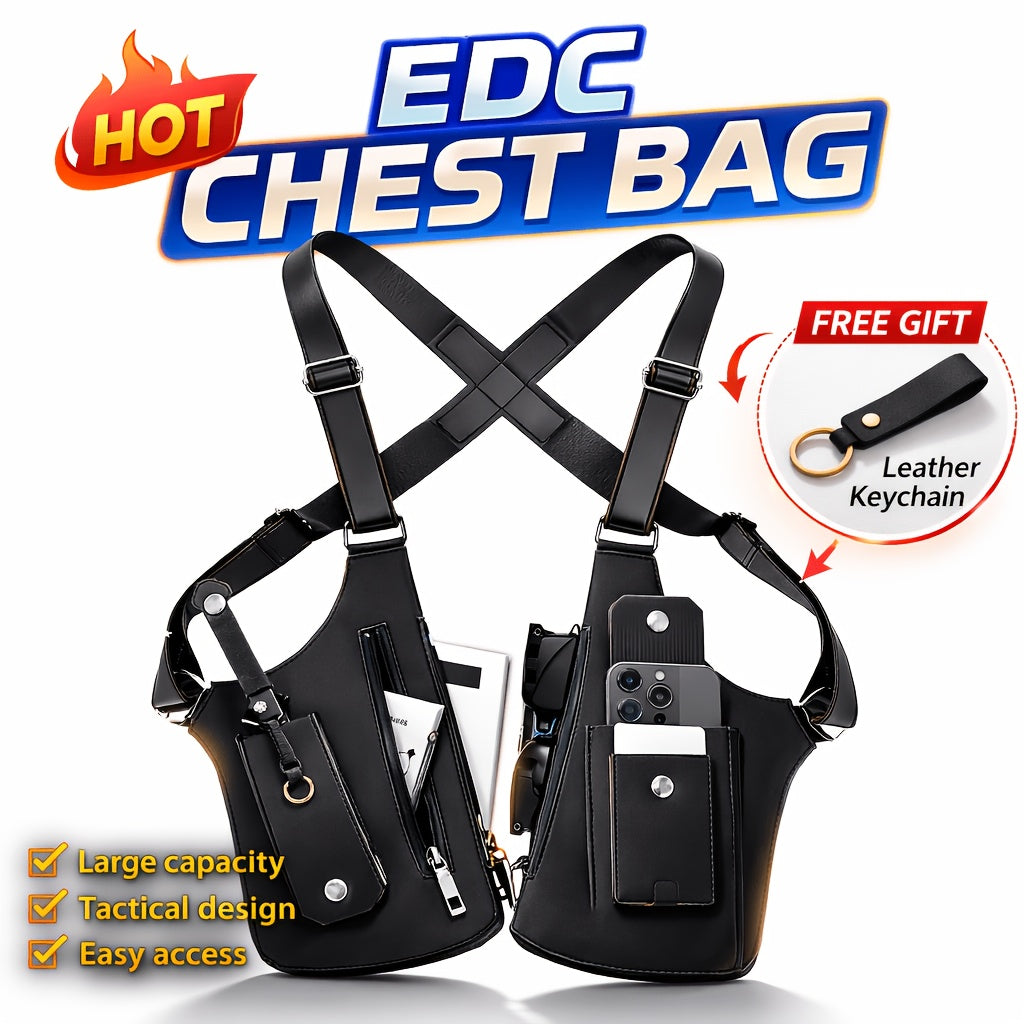 Men's Vintage Chest Bag Crossbody Pack with Phone Holder – Lightweight Outdoor Vest Bag for Cycling Hiking Running Fitness