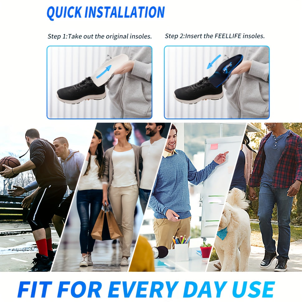 Arch Support Insoles for Plantar Fasciitis & Flat Feet – Heavy Duty Shoe Inserts for Men & Women, 300+ LBS Support, Gel Cushion Insoles for Work Boots, Running, Hiking, Standing All Day Comfort