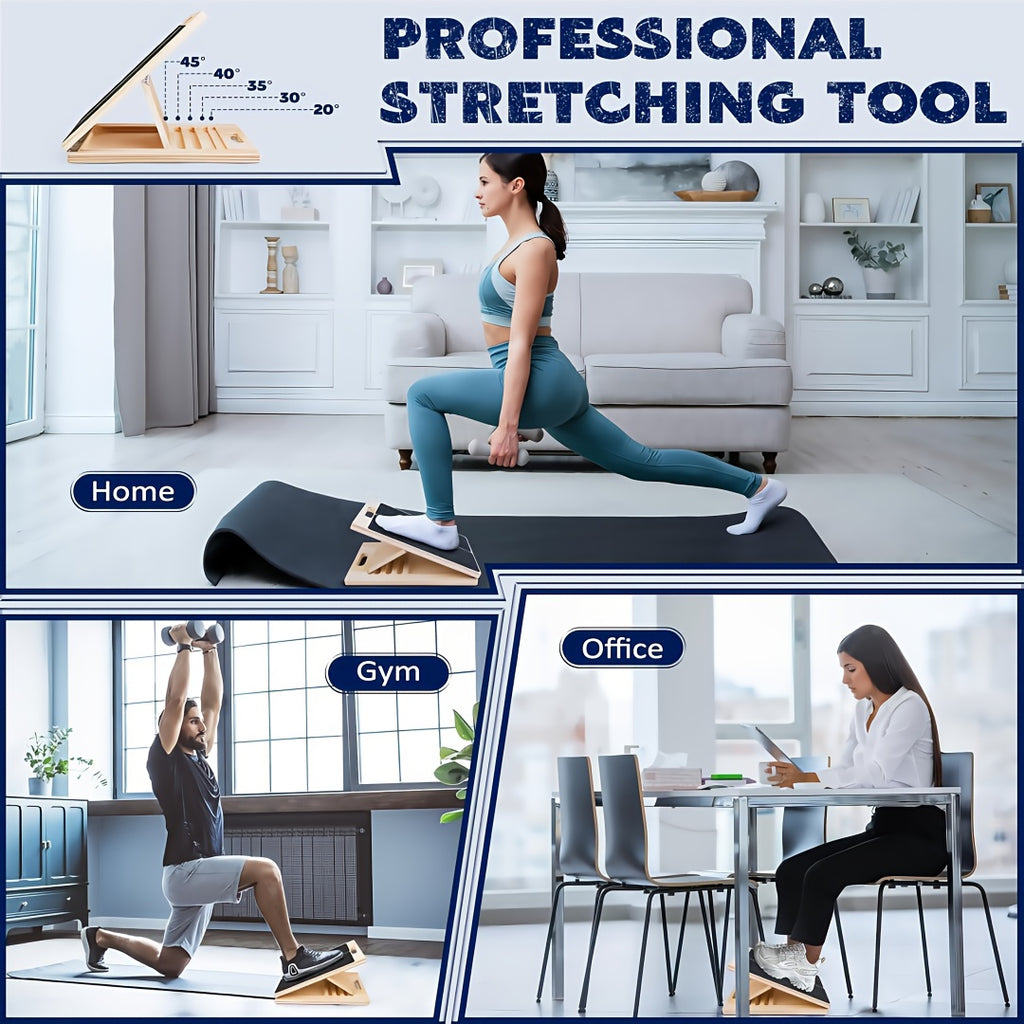 Adjustable Slant Board for Calf Stretching – Portable Wooden Incline Wedge with Non-Slip Surface for Squats, Ankle Mobility, Heel Stretch & Physical Therapy, All Fitness Levels