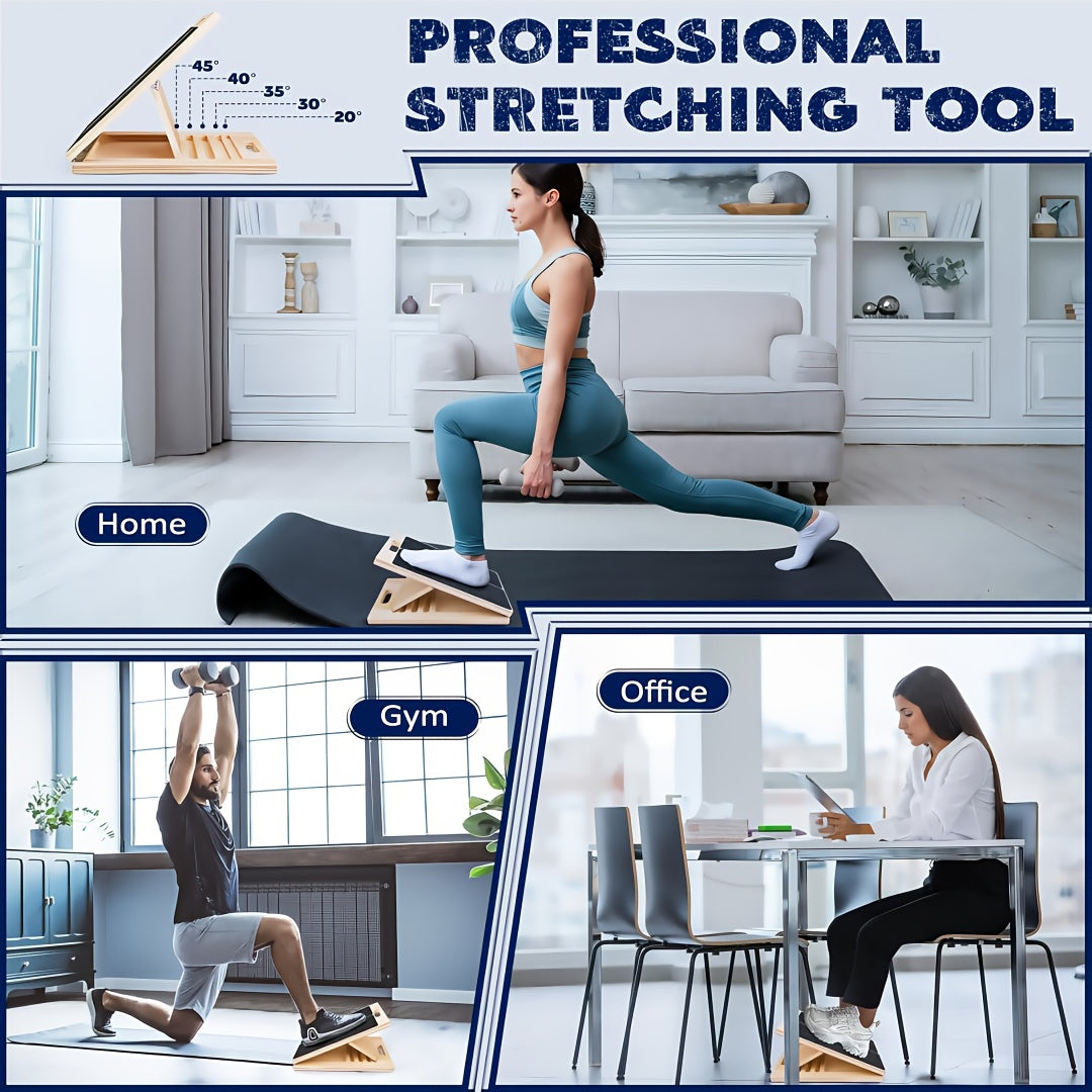 Adjustable Slant Board for Calf Stretching – Portable Wooden Incline Wedge with Non-Slip Surface for Squats, Ankle Mobility, Heel Stretch & Physical Therapy, All Fitness Levels