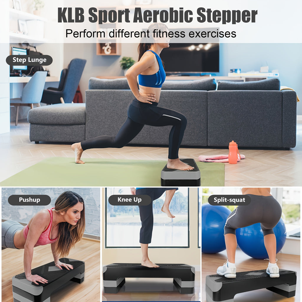 Aerobic Step Platform Adjustable Height 4-6-8 Inch Non-Slip Workout Stepper – Home Gym Cardio Fitness Trainer for Beginners & Advanced Men Women