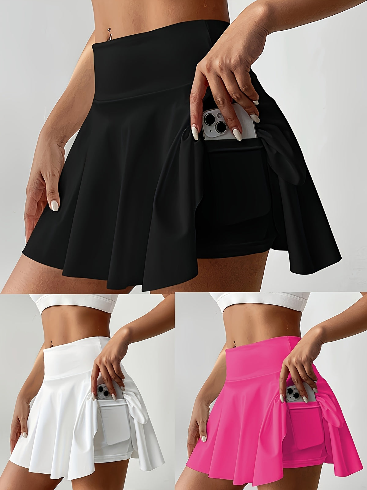 Women's High Waist Tennis Skort with Built-In Shorts & Pockets – Pleated Quick-Dry Athletic Skirt for Gym, Pickleball & Golf, Sizes S-XXL, 3 Colors