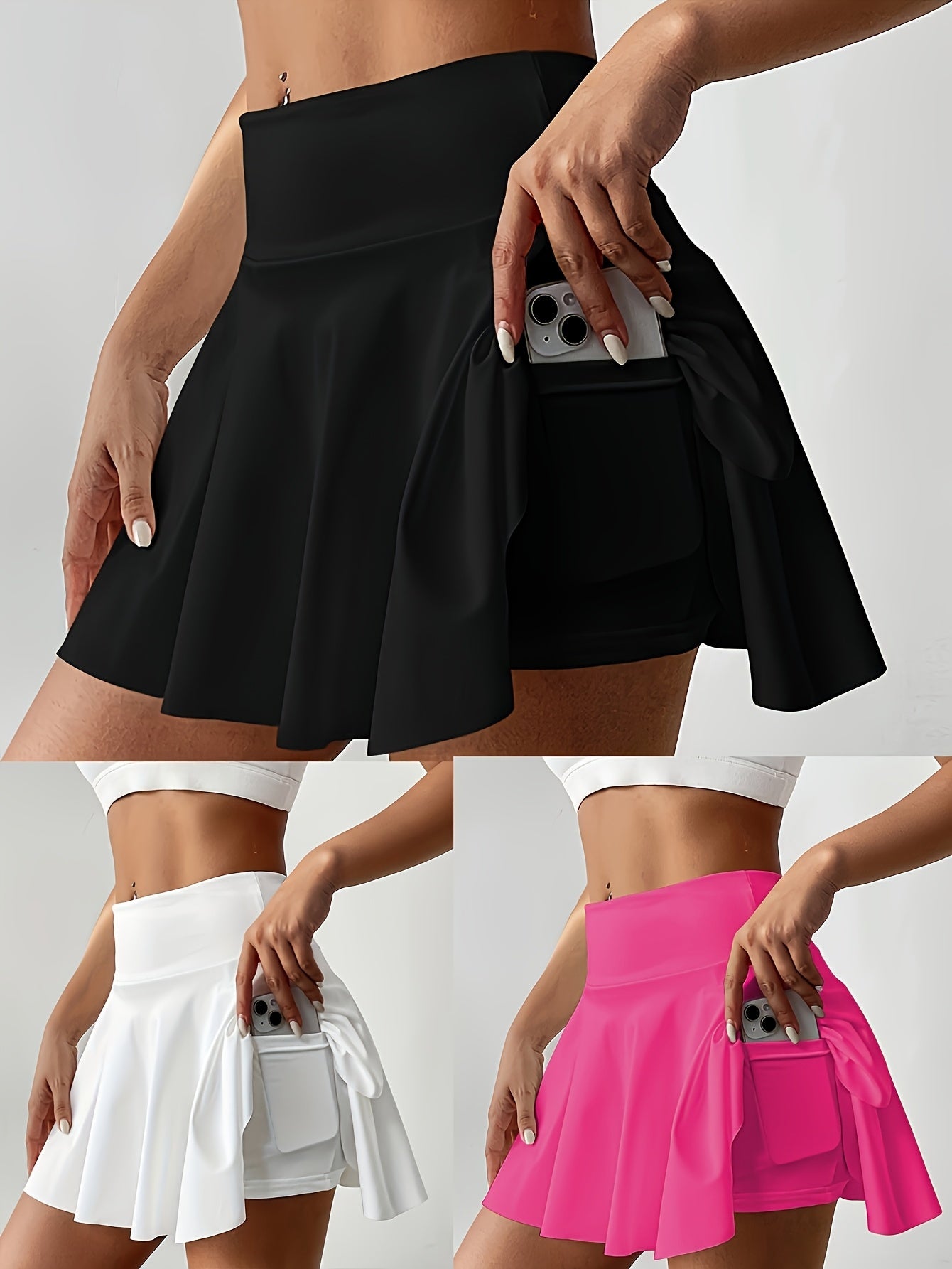 Women's High Waist Tennis Skort with Built-In Shorts & Pockets – Pleated Quick-Dry Athletic Skirt for Gym, Pickleball & Golf, Sizes S-XXL, 3 Colors