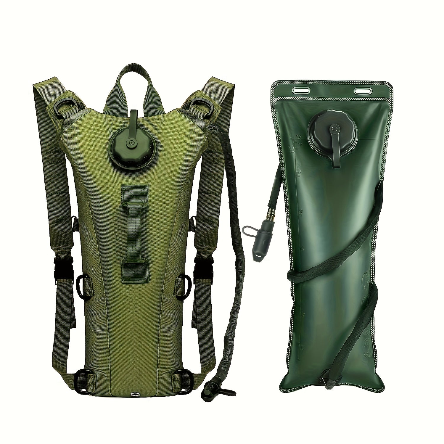 Hydration Backpack with Water Bladder Bag – 3L Hiking Hydration Pack for Men & Women, Nylon Camping Backpack with Water Bag for Trail Running Cycling Outdoor, Camo Gray Khaki Green