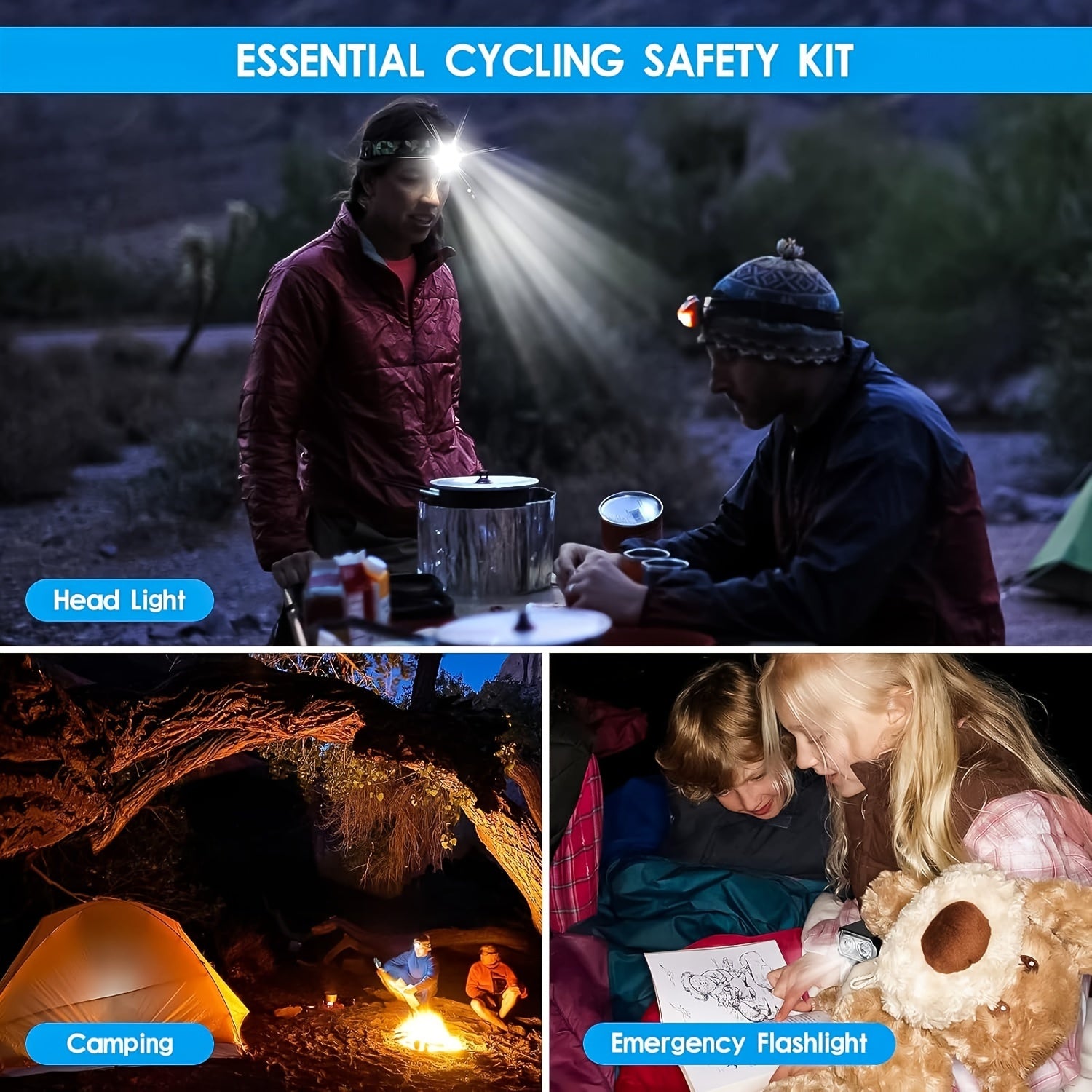 Bike Lights Set USB Rechargeable Front & Rear LED Safety Light 3LED High Brightness 6+5 Modes – Night Cycling Bicycle Light for Road Mountain Bike