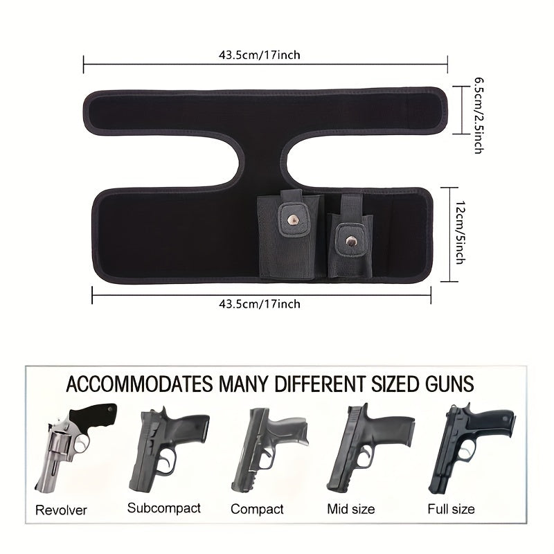 Universal Ambidextrous Ankle Holster with Mag Pouch - Adjustable Hook and Loop Concealed Carry Leg Holster for Men and Women, Polyester, Free Size