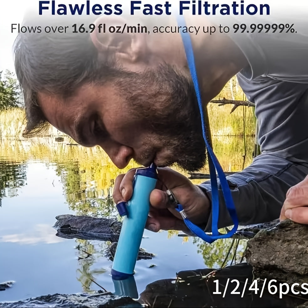 Survival Water Filter Straw Portable – Durable ABS Purifier for Camping, Hiking, Wilderness & Emergency Preparedness | 1, 2, 4 & 6-Pack Outdoor Survival Gear