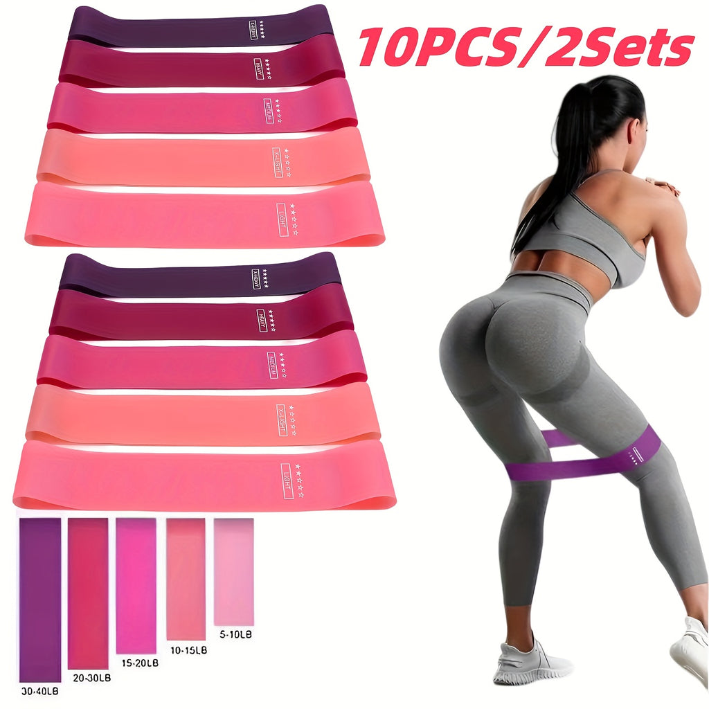 Resistance Band Set for Women 10pcs Heavy Duty TPE Loop Bands for Yoga Pilates Gym Fitness Full Body Workout Deep Squat Exercise Training with Storage Bag