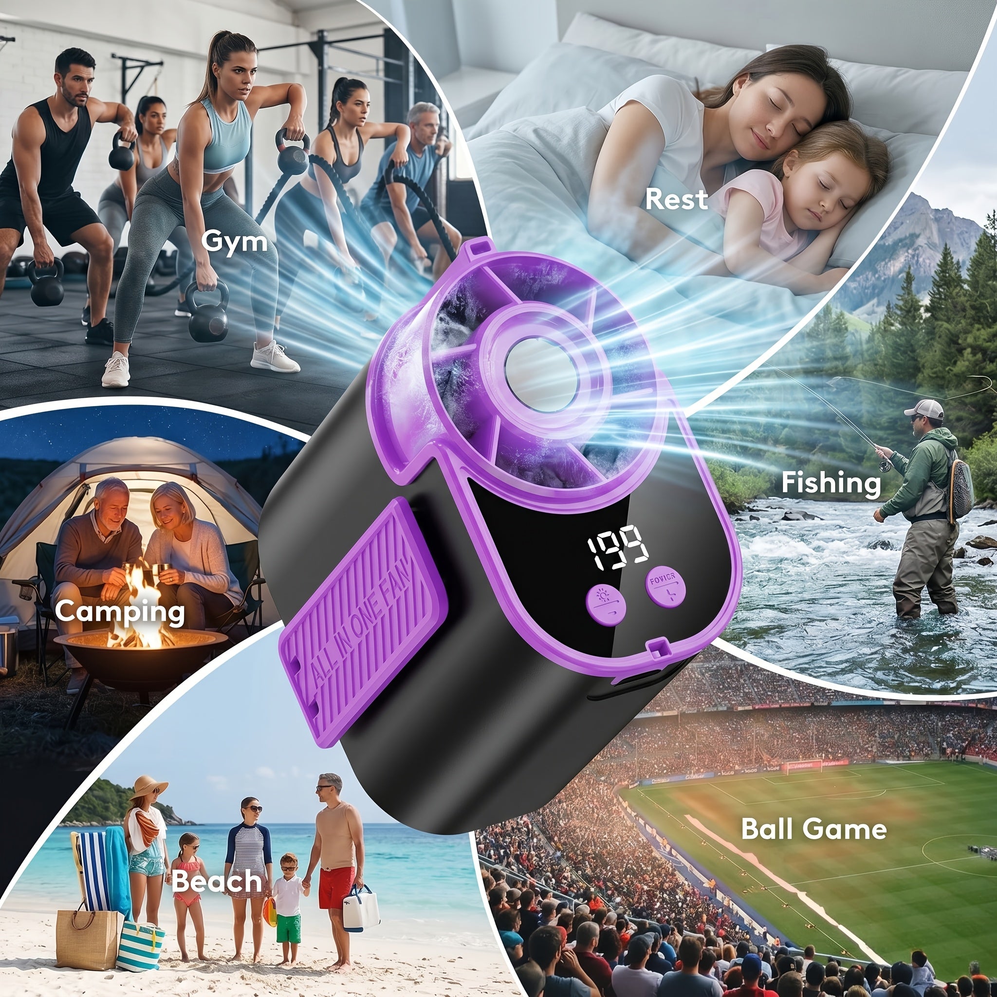 Hands-Free Neck Fan with Flashlight – 18000 RPM Brushless Motor, 199-Speed Adjustable, 5000mAh Battery, Wearable Portable Cooling Fan for Outdoor Work Camping Fishing Hiking, Single & 2-Pack