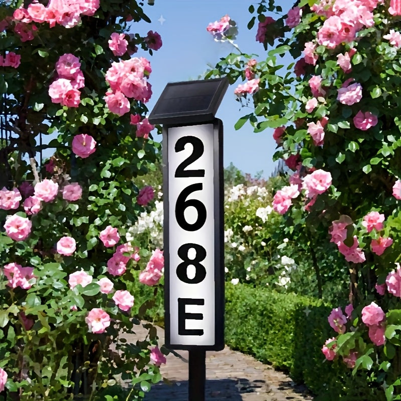 Solar House Number Light Outdoor - Ground Stake Lawn Lamp, No Wiring, Auto Night Lighting, IP44 Waterproof Address Plaque Light for Home, Mailbox, Driveway & Commercial - 1 Pack / 2 Pack