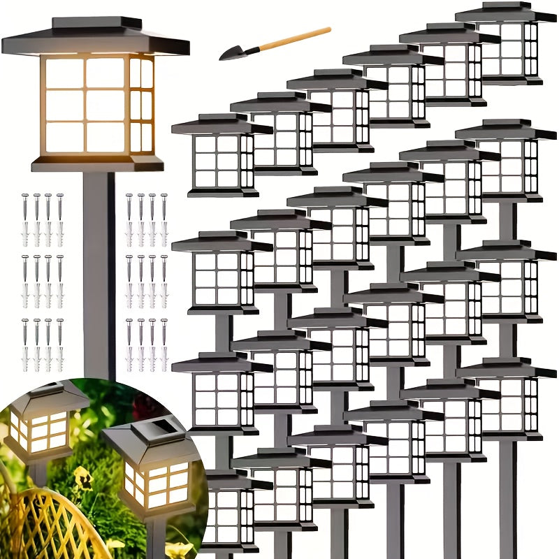 Solar Pathway Lights Outdoor IP55 Waterproof LED 10-Hour Runtime – Garden Driveway Landscape Stake Lights Auto Dusk-to-Dawn – Warm White & Color-Changing – 6 12 24 Pack