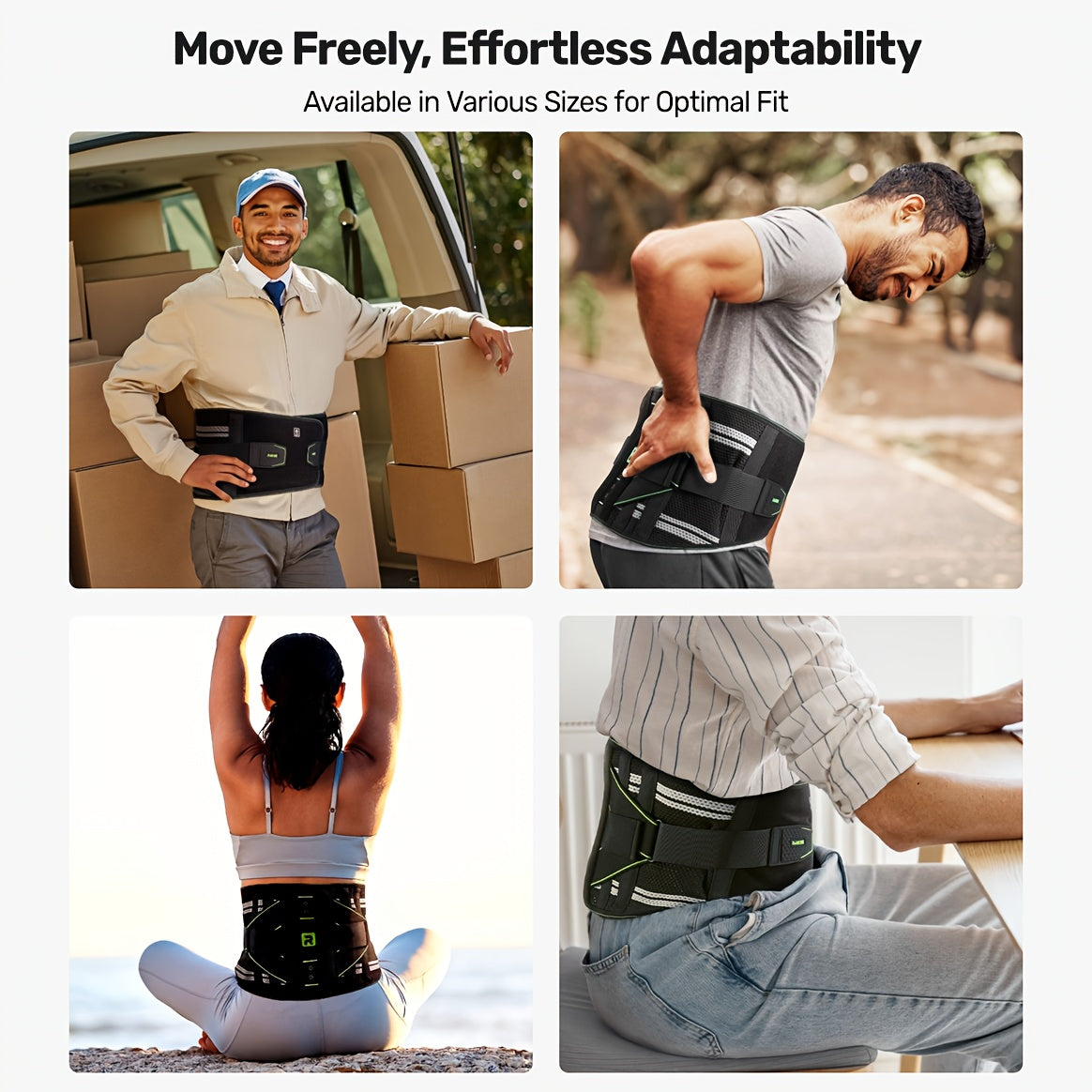 Lumbar Support Back Brace with Massage Pad – Breathable Lower Back Support Belt for Men & Women, Adjustable Strap with Extension, Sizes S-XXL, Orange & Blue