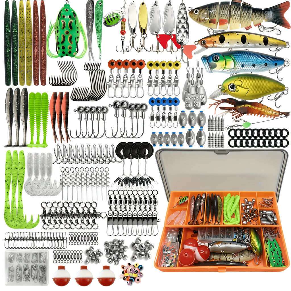 133-Piece Fishing Kit – Spinner Baits Wobblers Lead Jigs Sinkers Hooks & Storage Box Complete Freshwater Beginner Tackle Set for Bass Trout Carp