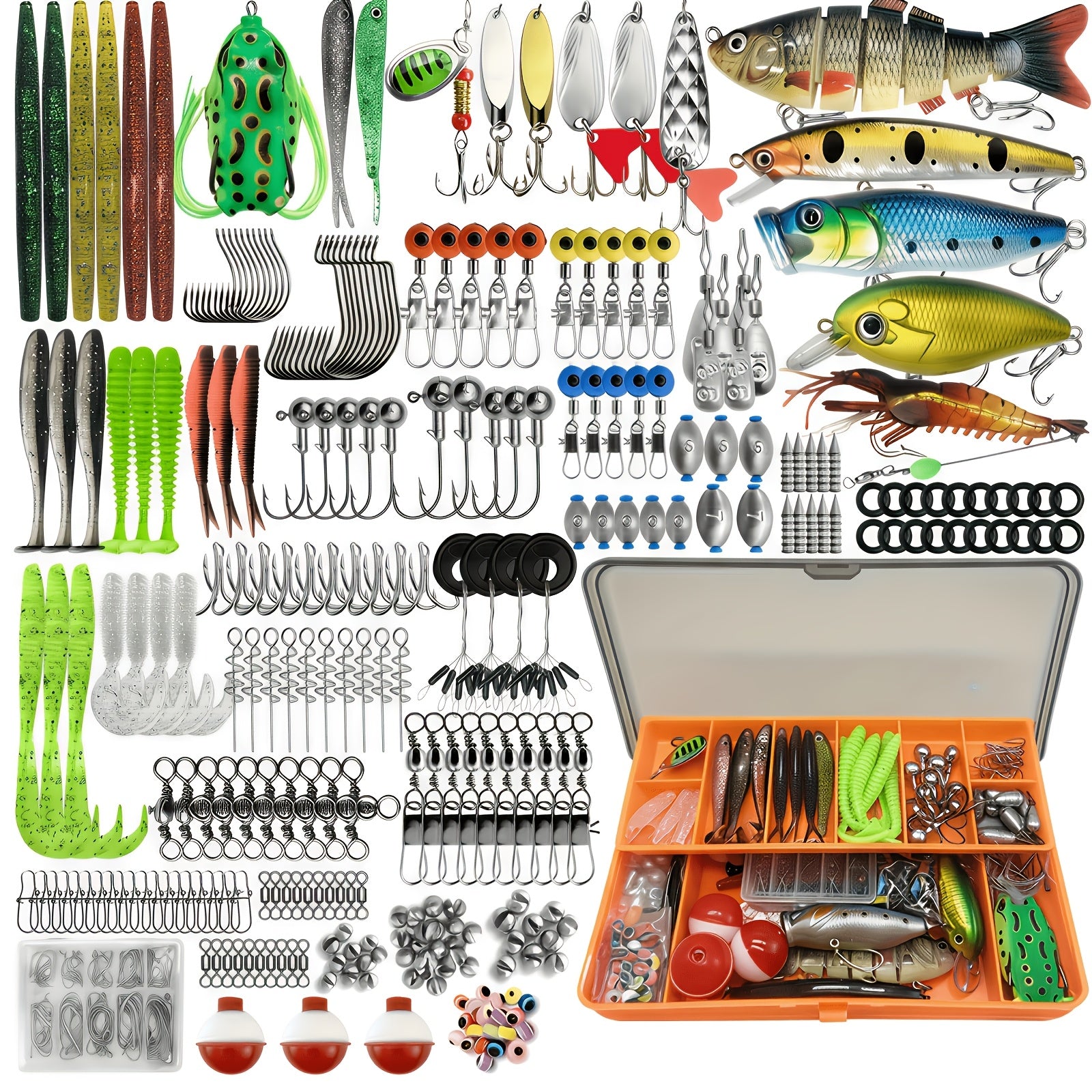 133-Piece Fishing Kit – Spinner Baits Wobblers Lead Jigs Sinkers Hooks & Storage Box Complete Freshwater Beginner Tackle Set for Bass Trout Carp