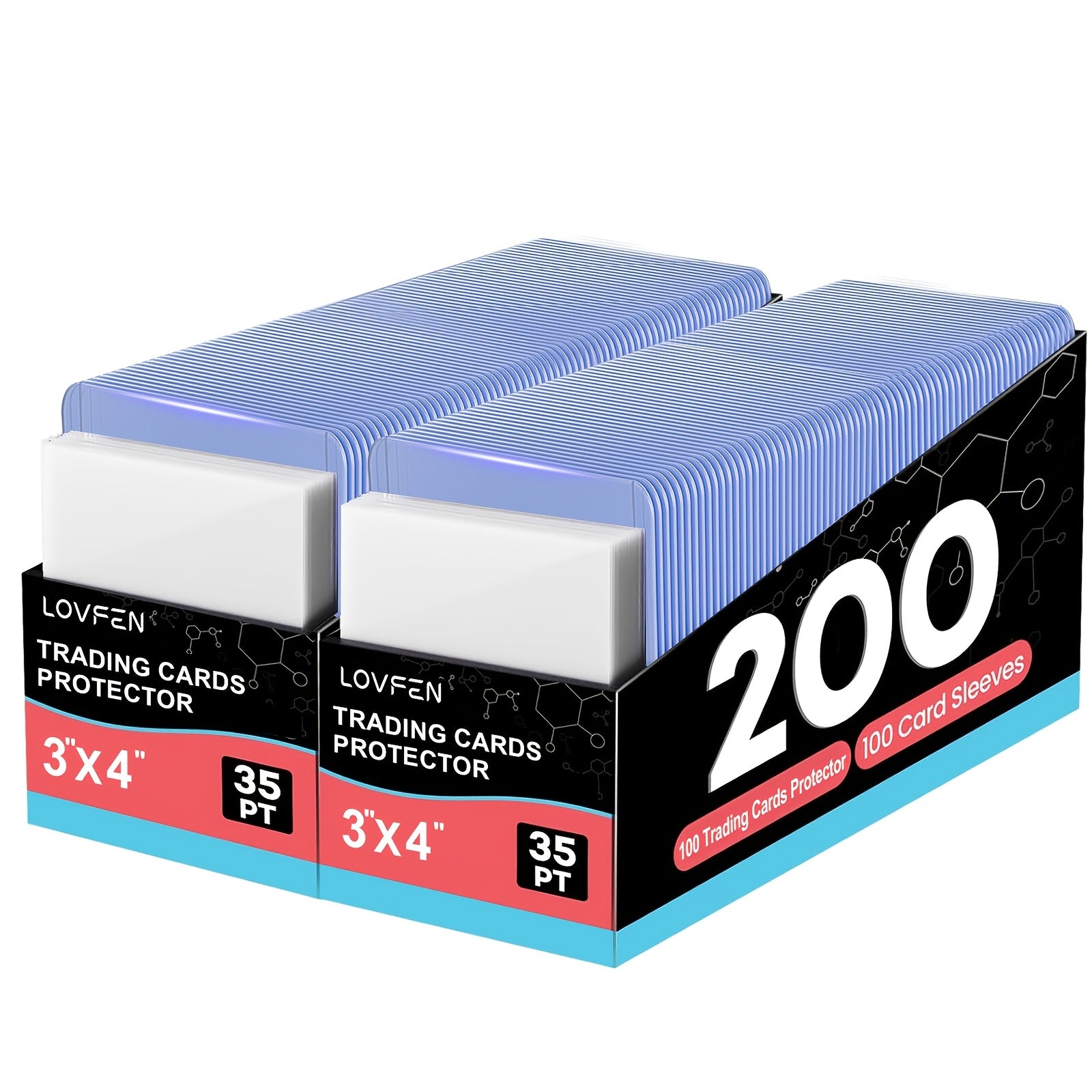 400ct Trading Card Top Loaders & Sleeves 3"x4" – 200 Hard Plastic Top Load Card Holders + 200 Card Sleeves for Baseball Football Sports Trading Cards