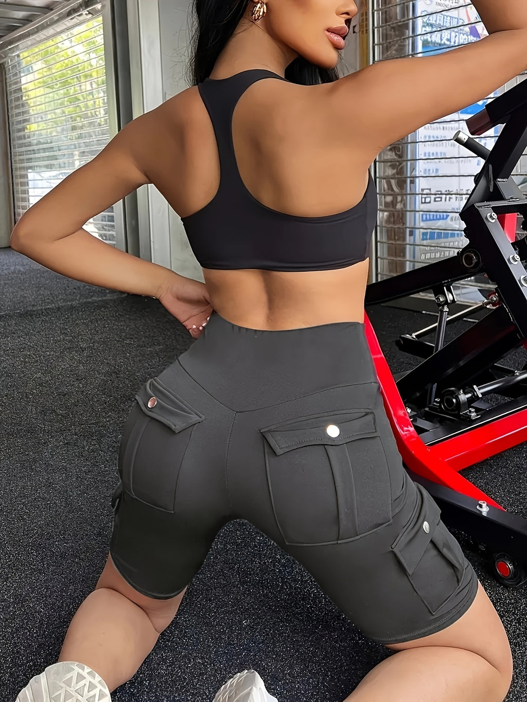 High Waist Yoga Shorts for Women with Pocket Athletic Sports Workout Running Shorts Soft Stretch S-XXL