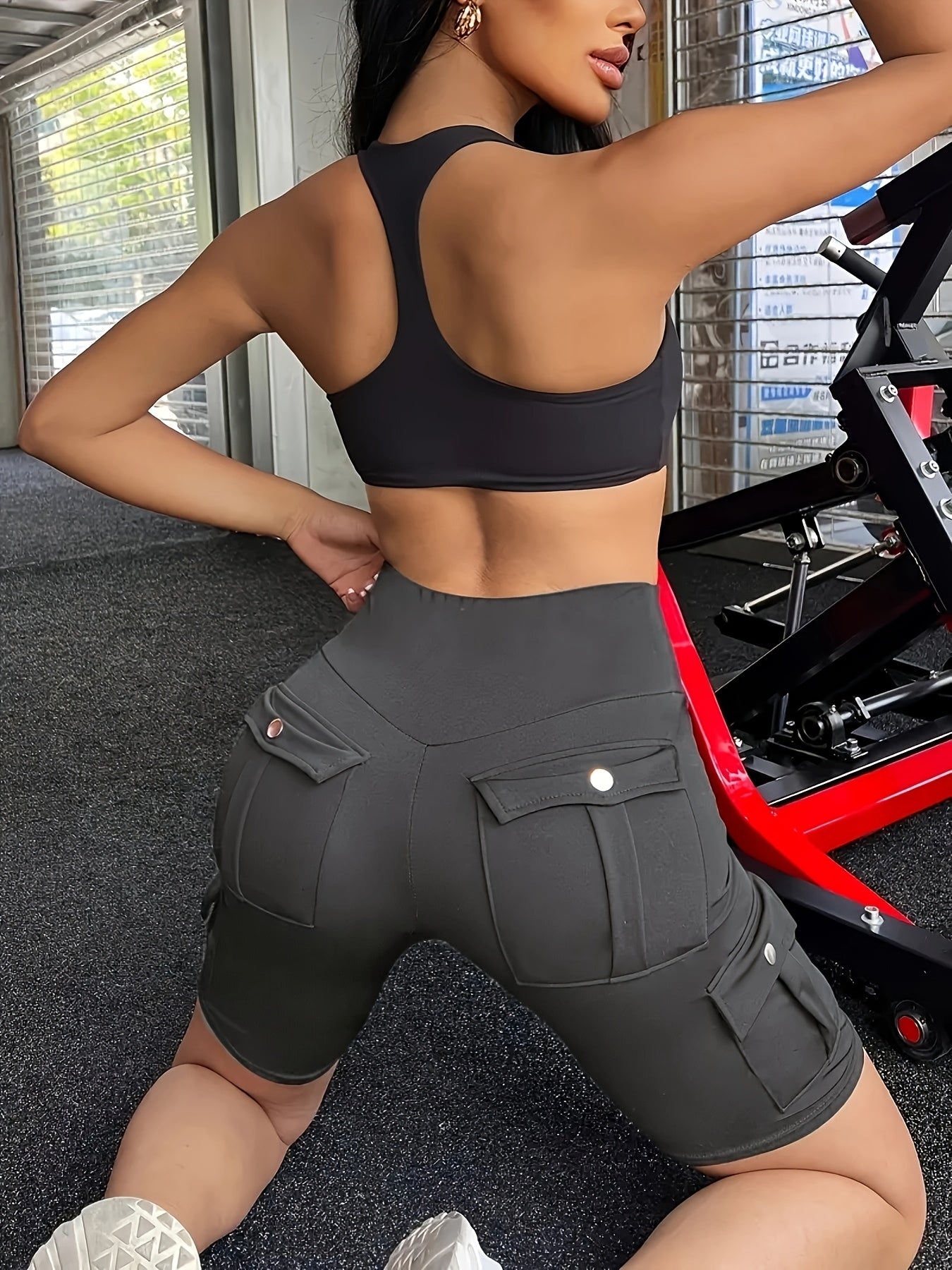 High Waist Yoga Shorts for Women with Pocket Athletic Sports Workout Running Shorts Soft Stretch S-XXL