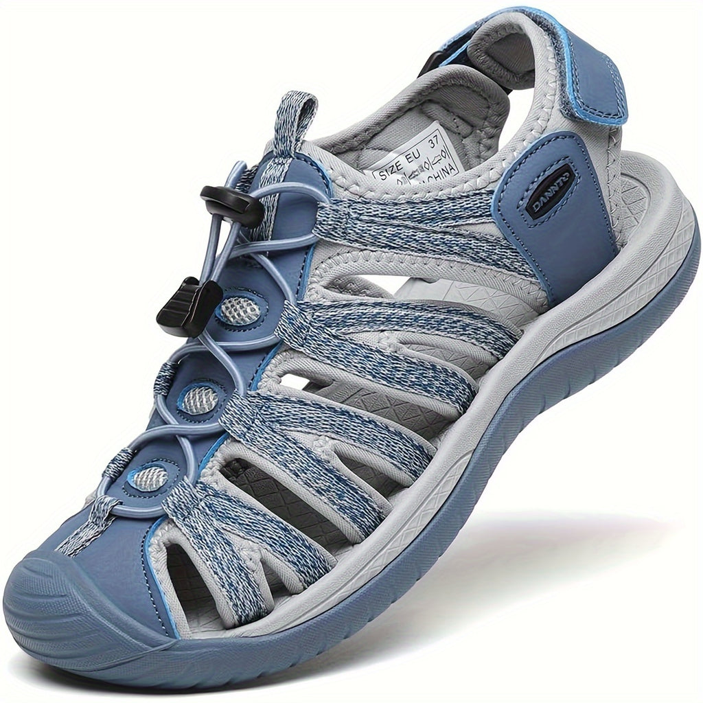 Women's Closed Toe Hiking Sandals – Lightweight Anti-Slip Water Sandals with Adjustable Straps for Outdoor Walking Beach Camping Travel Dark Gray Blue Navy Gray Green US 6-11
