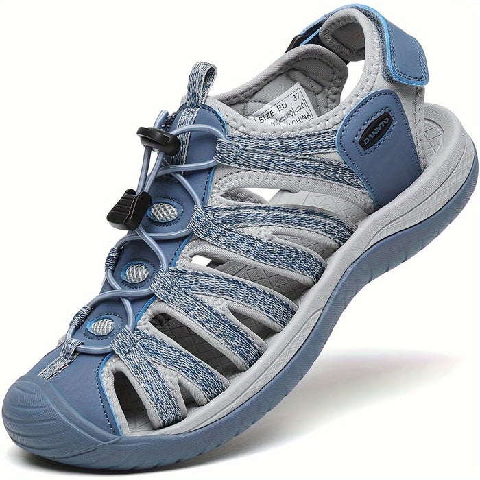 Women's Closed Toe Hiking Sandals – Lightweight Anti-Slip Water Sandals with Adjustable Straps for Outdoor Walking Beach Camping Travel Dark Gray Blue Navy Gray Green US 6-11