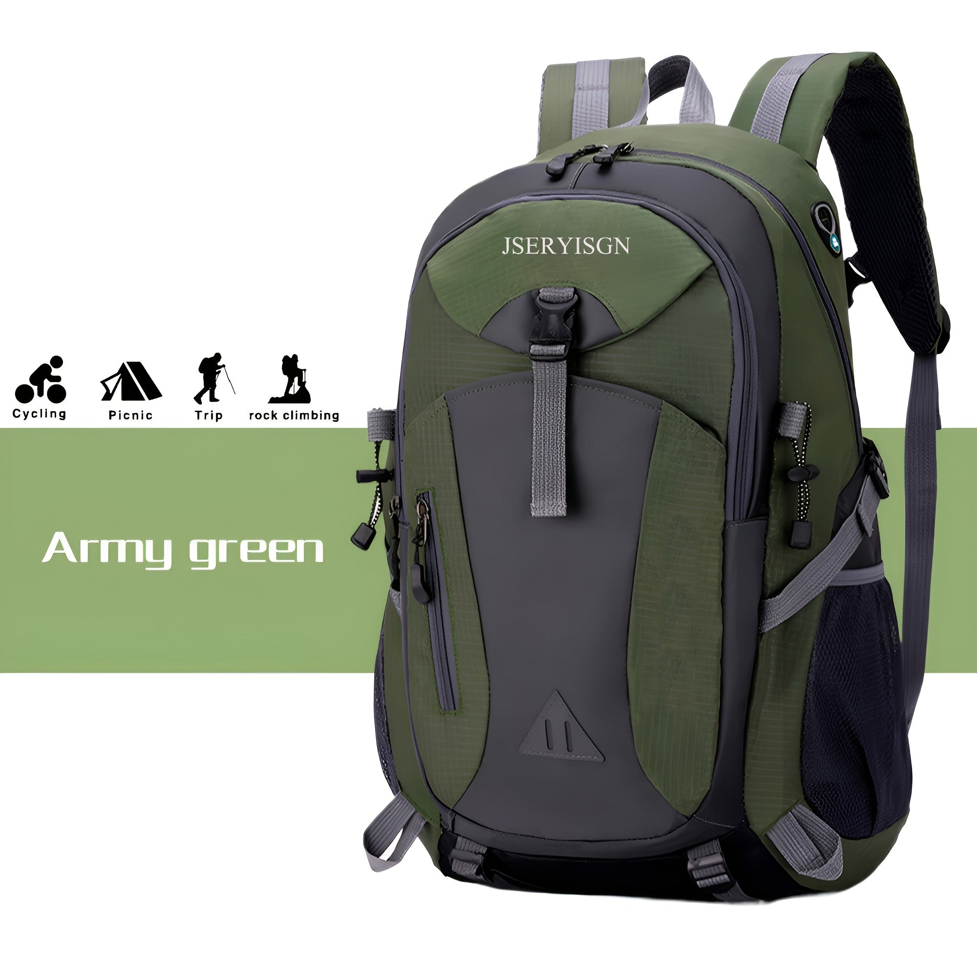 40L Hiking Backpack Lightweight Daypack Rucksack for Men Women with Hip Belt Zipper Closure Large Capacity for Camping Travel Cycling Climbing Outdoor Adventures