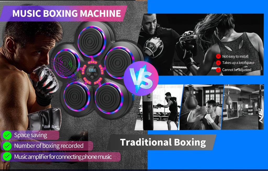 Music Boxing Machine Wall Mounted Smart Electronic Target – USB Rechargeable Wireless Fitness Striking Trainer for Home Gym Adults
