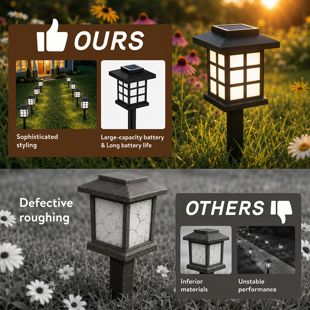 Solar Pathway Lights Outdoor IP55 Waterproof LED 10-Hour Runtime – Garden Driveway Landscape Stake Lights Auto Dusk-to-Dawn – Warm White & Color-Changing – 6 12 24 Pack