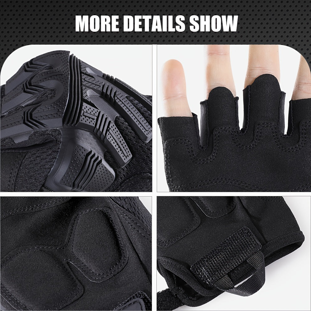 Fingerless Tactical Gloves for Men & Women – Non-Slip Half Finger Gloves for Outdoor Sports, Fishing, Cycling, Hiking & Military Training, Breathable Quick-Dry Camouflage