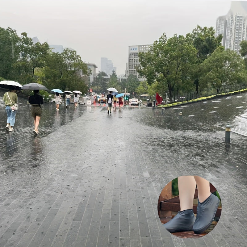 Waterproof Silicone Shoe Covers 3 Pairs – Thickened Non-Slip Rain Boot Covers, Wear-Resistant Outdoor Overshoes for Men & Women, One Size Fits EU 34-45