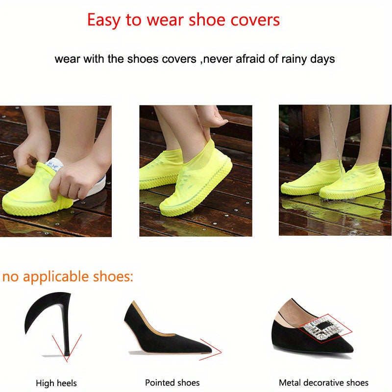Waterproof Silicone Shoe Covers 3 Pairs – Thickened Non-Slip Rain Boot Covers, Wear-Resistant Outdoor Overshoes for Men & Women, One Size Fits EU 34-45