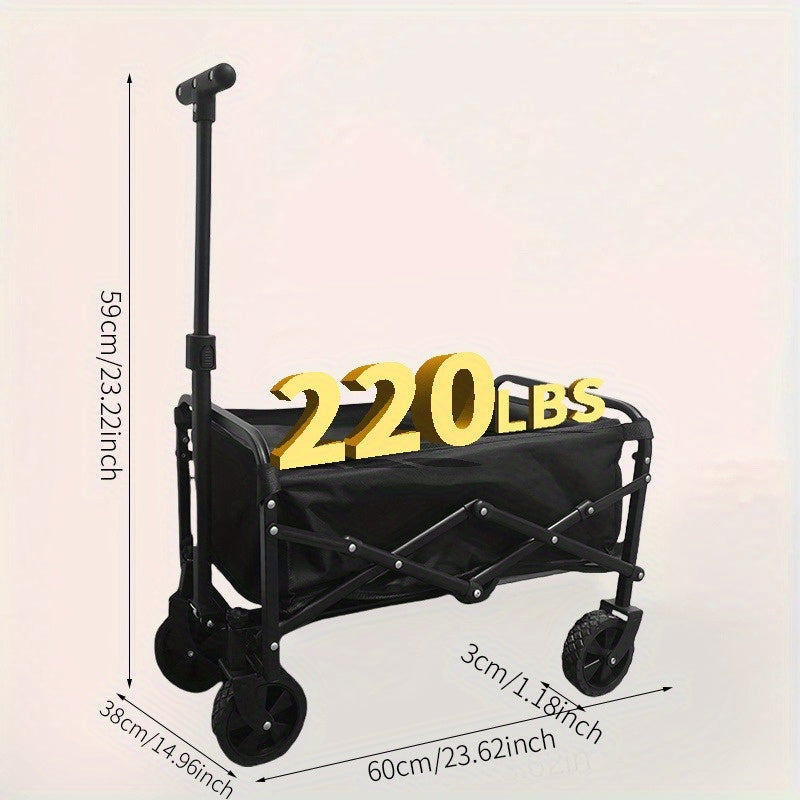 Heavy-Duty All-Terrain Folding Wagon Cart - 220/330/450LBS Capacity, Iron Frame & 800D Oxford Fabric, No Assembly Required for Camping, Beach, Garden & Sports (3 Colors)