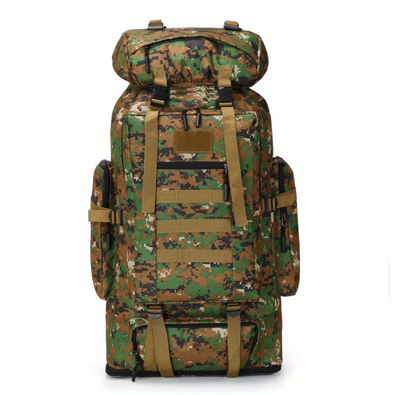 Large Capacity Hiking Camping Mountaineering Backpack 100L Expandable Outdoor Travel Pack Jungle Camo Black