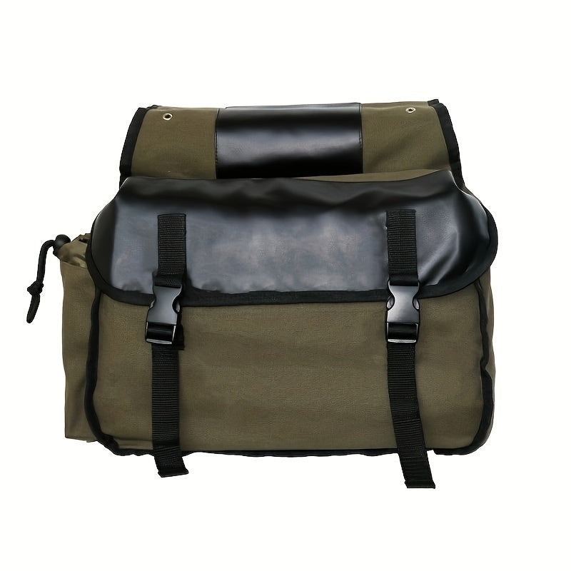 Bicycle Rear Seat Saddle Bag – Durable Double Pannier Bag for Mountain Bike & Road Bike, Back Frame Rack Bag for Cycling, Available in Black, Army Green & Khaki