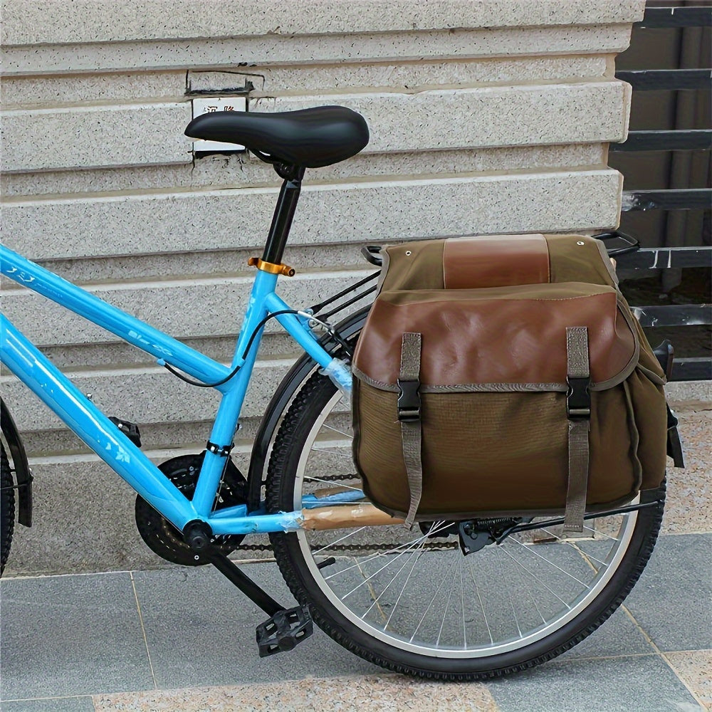 Bicycle Rear Seat Saddle Bag – Durable Double Pannier Bag for Mountain Bike & Road Bike, Back Frame Rack Bag for Cycling, Available in Black, Army Green & Khaki