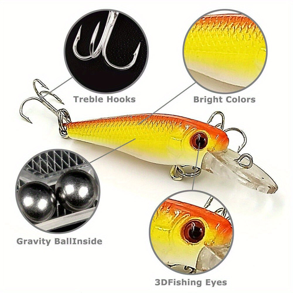 30-Piece Fishing Lures Set Mixed Crankbaits Minnow Baits with Hooks – Freshwater & Saltwater Fish Tackle Kit, 2g-6g, Assorted Colors