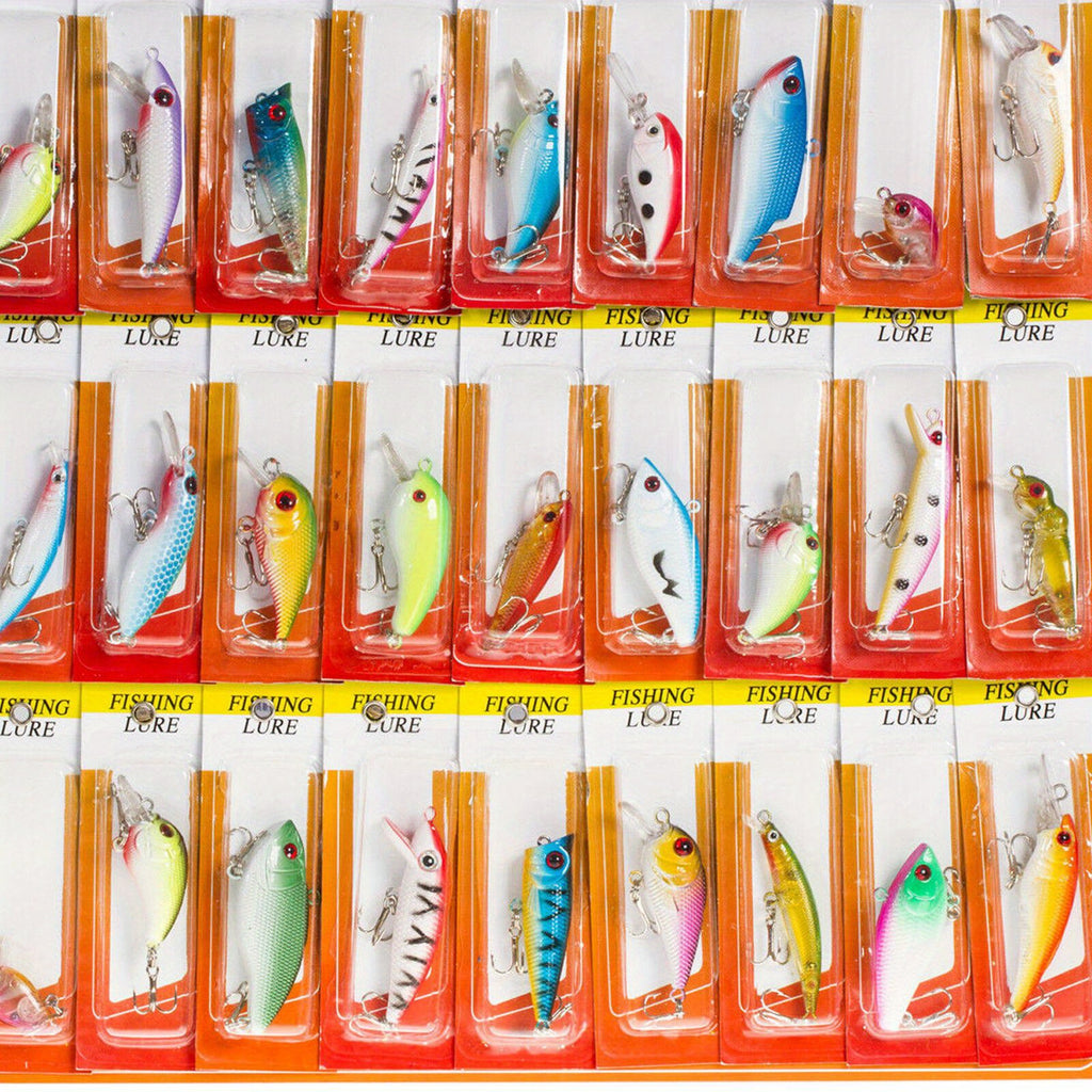 30-Piece Fishing Lures Set Mixed Crankbaits Minnow Baits with Hooks – Freshwater & Saltwater Fish Tackle Kit, 2g-6g, Assorted Colors