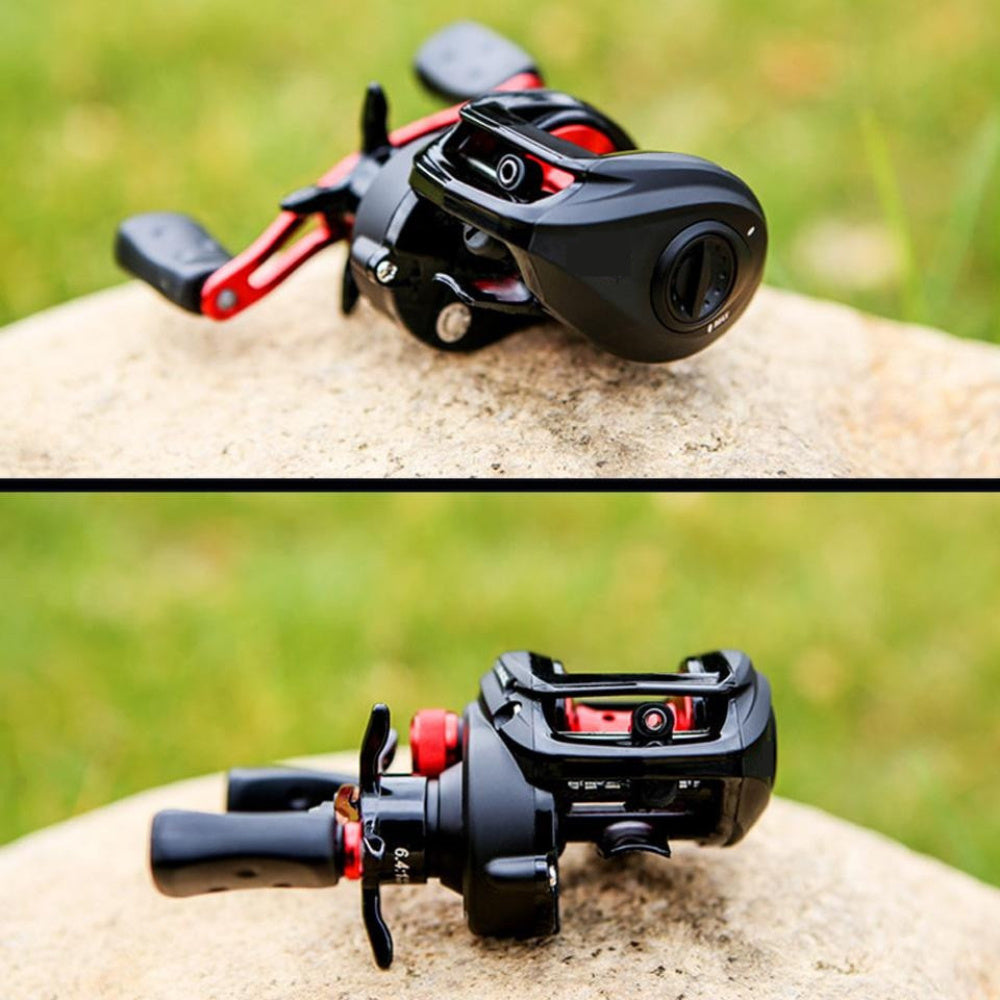 Classic Pro Speed Spool SLP Baitcast Reel – Left & Right Hand, Smooth Casting Fishing Reel for Bass & Freshwater, Black Gold & Black Red