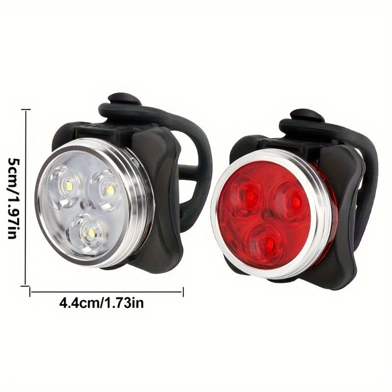 Bike Lights Set 4pcs Front and Rear LED Bicycle Safety Lights USB Rechargeable 4 Modes Night Riding Warning Light Cycling Accessories