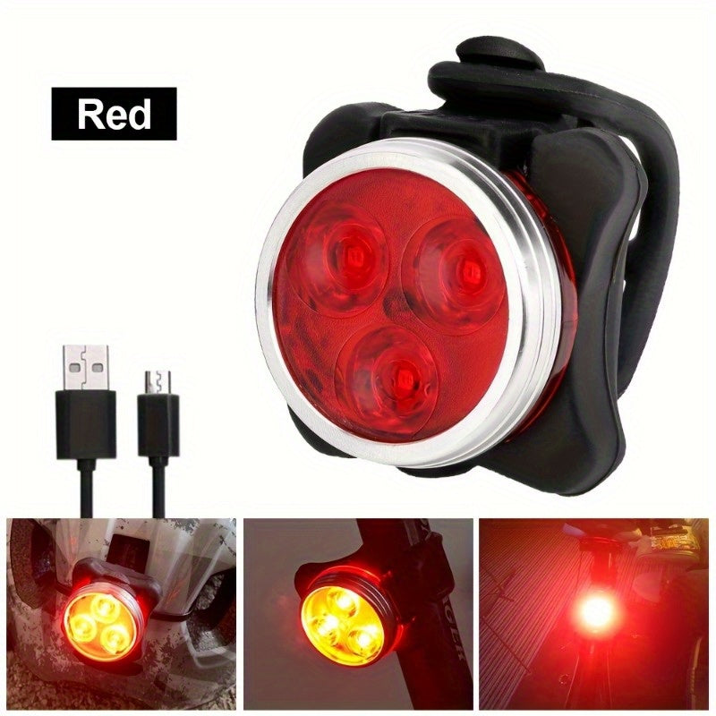 Bike Lights Set 4pcs Front and Rear LED Bicycle Safety Lights USB Rechargeable 4 Modes Night Riding Warning Light Cycling Accessories