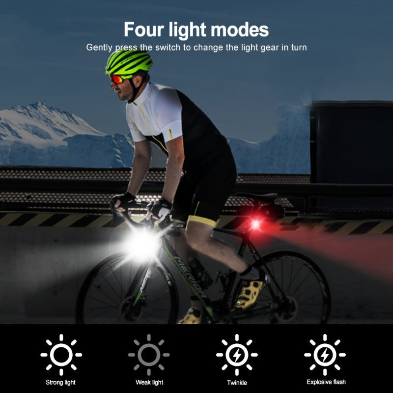 Bike Lights Set 4pcs Front and Rear LED Bicycle Safety Lights USB Rechargeable 4 Modes Night Riding Warning Light Cycling Accessories