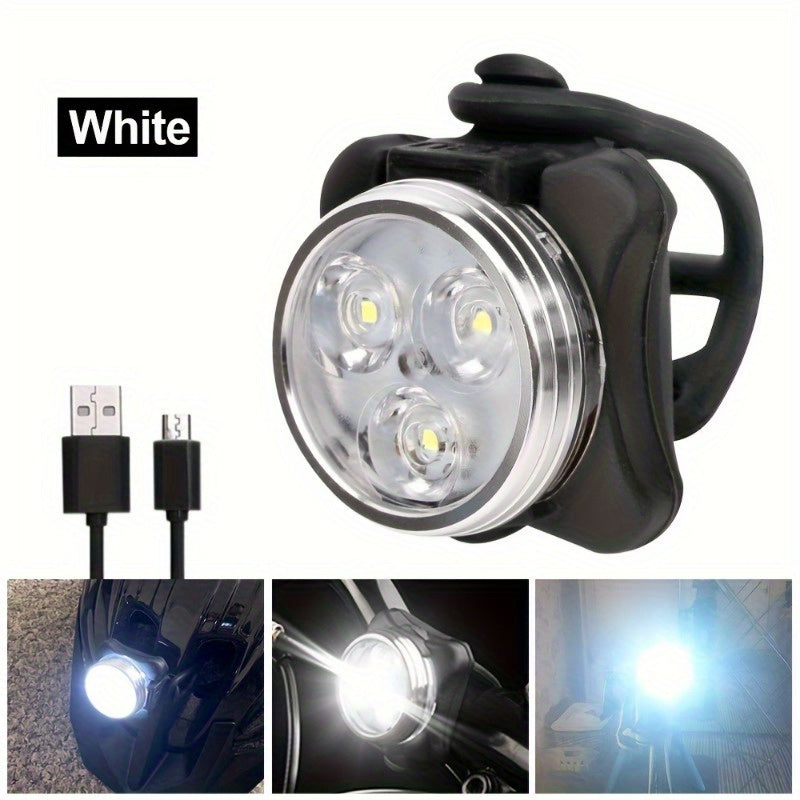 Bike Lights Set 4pcs Front and Rear LED Bicycle Safety Lights USB Rechargeable 4 Modes Night Riding Warning Light Cycling Accessories