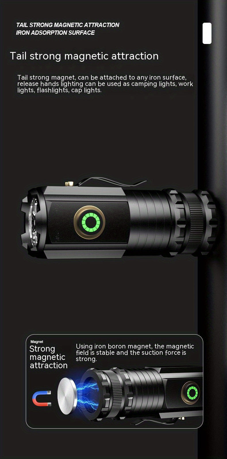 3000LM Rechargeable Tactical Flashlight with Magnetic Base & Long Range Beam – Outdoor Camping Emergency Household LED Torch