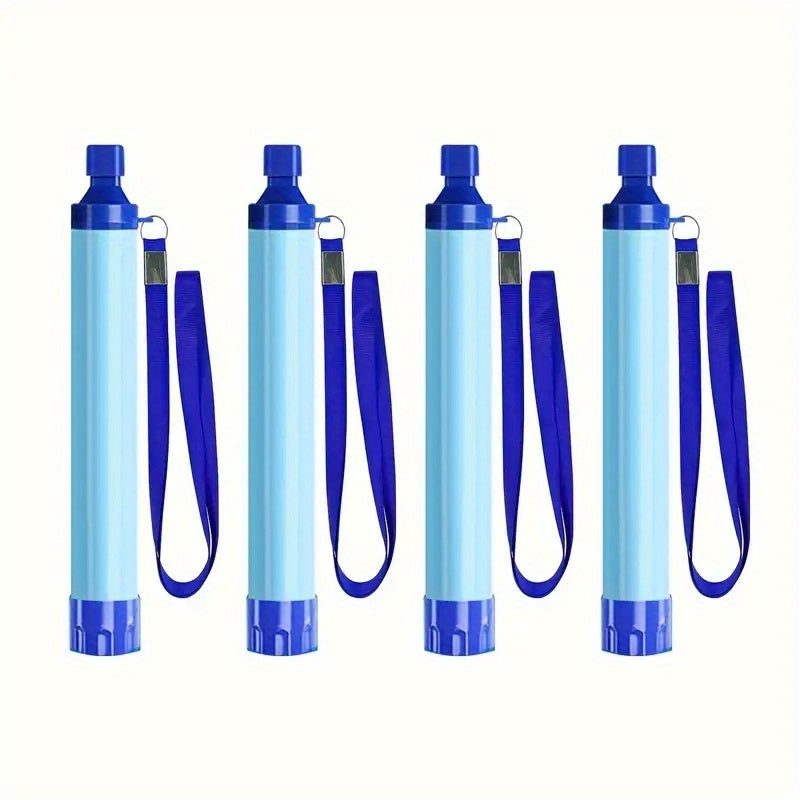 Personal Water Filter Straw Survival Gear Set with Carabiner Syringe Extension Tube - Water Purifier for Camping Hiking Backpacking Climbing Emergency, 1-6 Pack