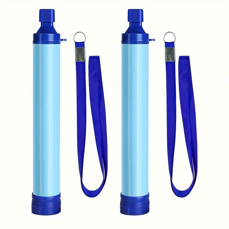 Personal Water Filter Straw Survival Gear Set with Carabiner Syringe Extension Tube - Water Purifier for Camping Hiking Backpacking Climbing Emergency, 1-6 Pack